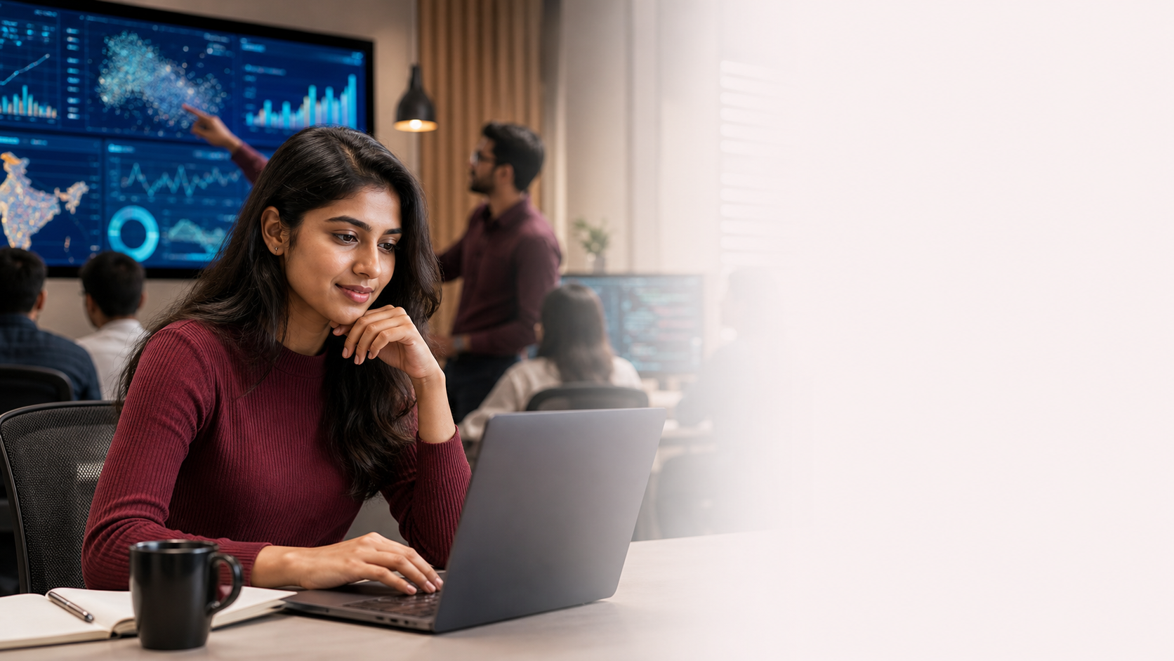 Data science learner reviewing dashboards
